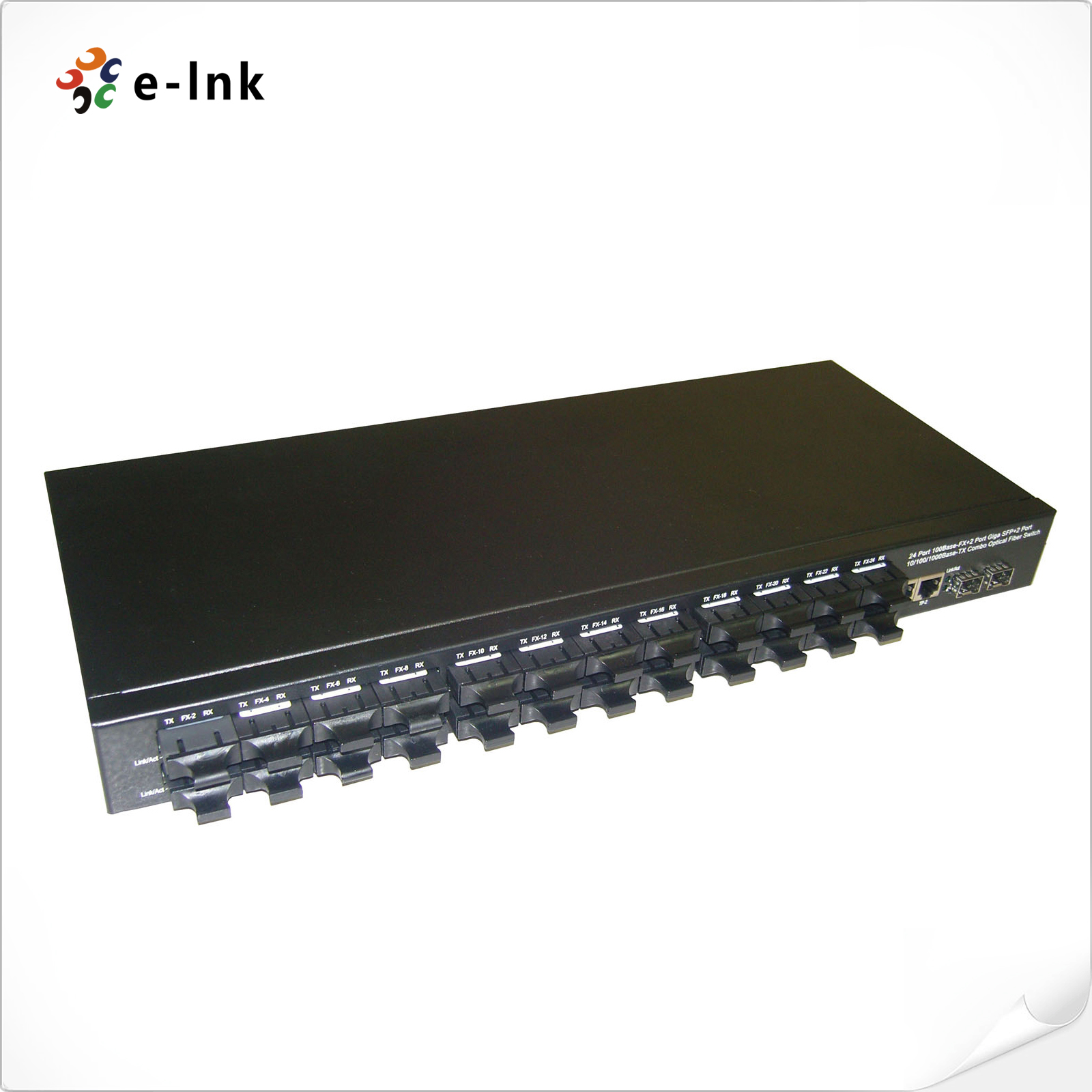 24-port 100Base-FX SC ports and 2 Gigabit Smart Fiber Switch