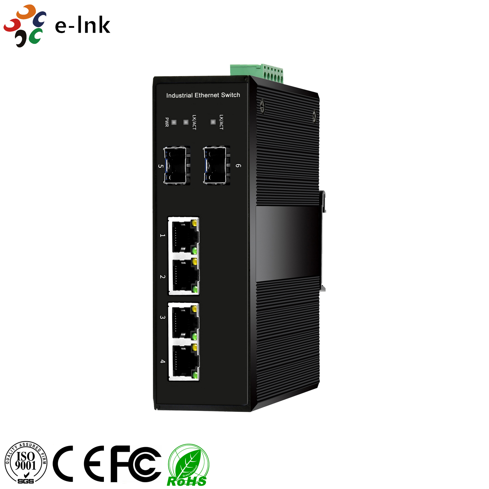 Network Managed Industrial 4-port 10/100/1000BASE-T + 2-port 100/1000BASE-X SFP Ethernet Switch